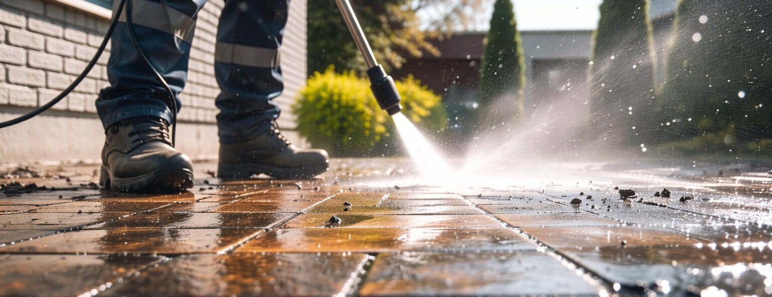 Pressure Wash a Sidewalk Wide Angle