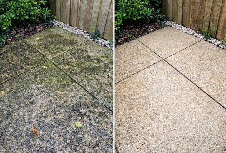 Pressure Washed Patio Before and After