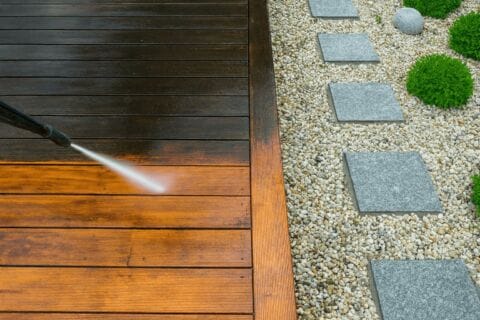 Pressure Washing a Dirty Deck