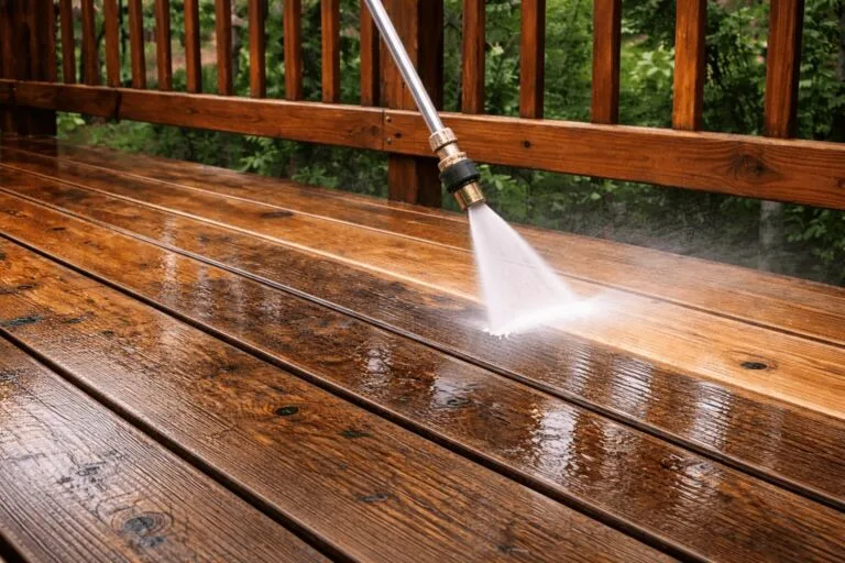Pressure Washing a Wooden Deck